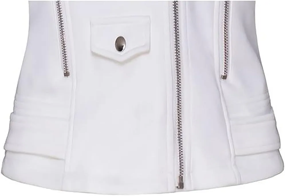 Women's Suede Jacket Moto Biker Faux Suede Jackets Ladies Lapel Suede Leather Zip up Short Coats
