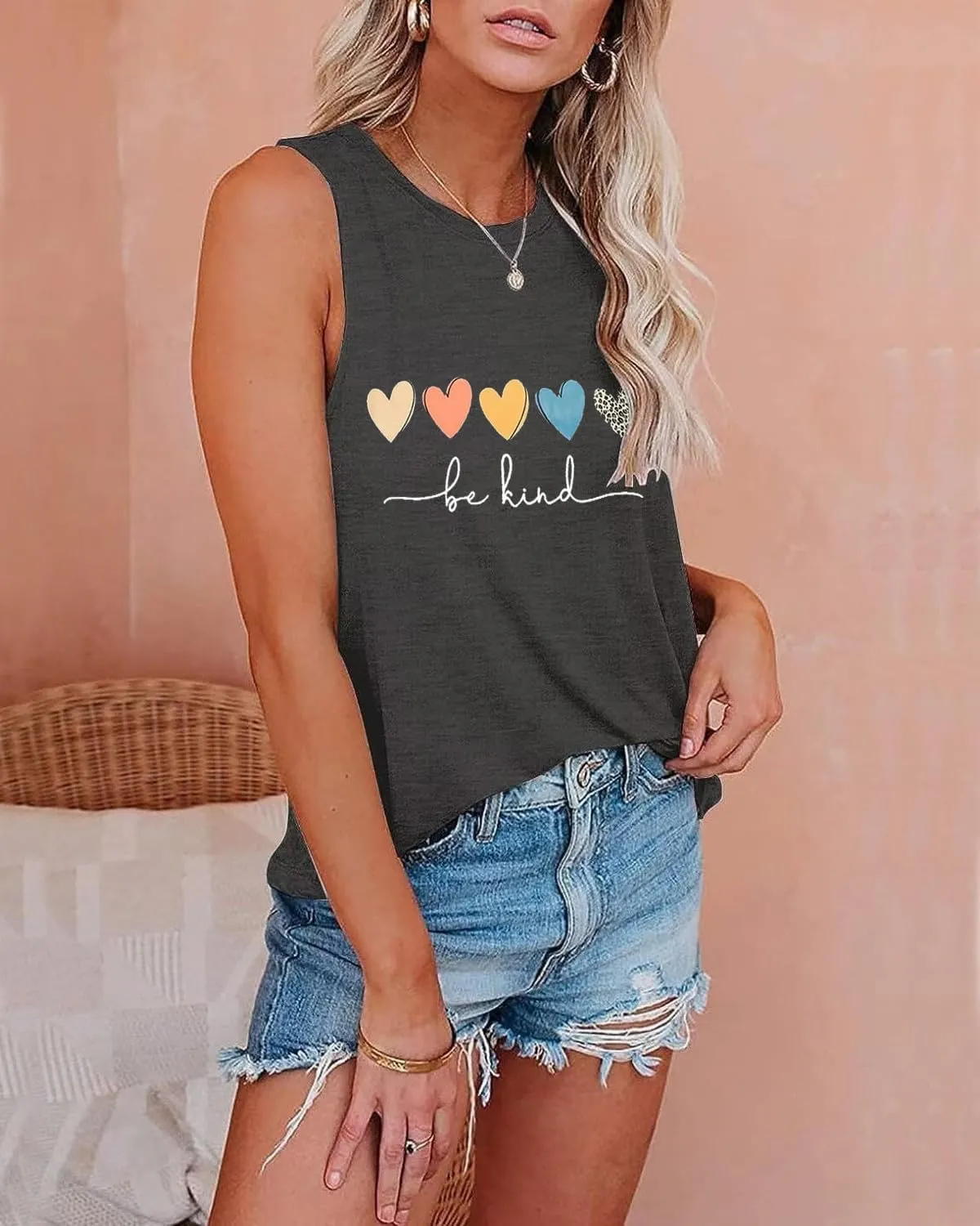 Womens Summer Tank Tops Beach Vacation Fashion Outfits Clothes Loose Fit Casual Crewneck Spring Sleeveless Shirts