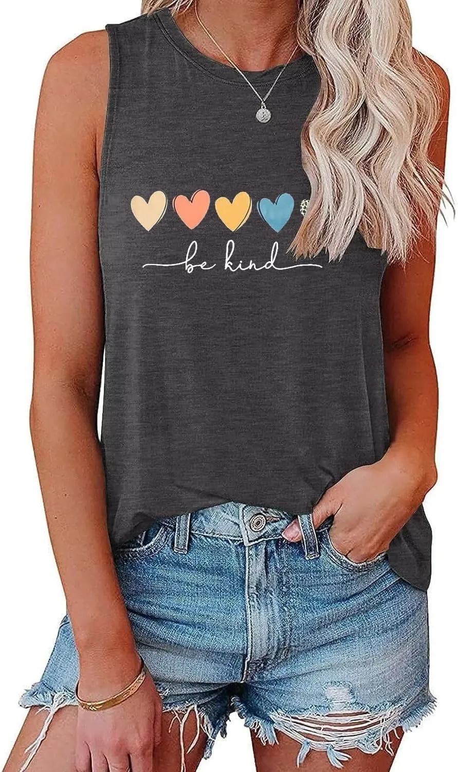 Womens Summer Tank Tops Beach Vacation Fashion Outfits Clothes Loose Fit Casual Crewneck Spring Sleeveless Shirts