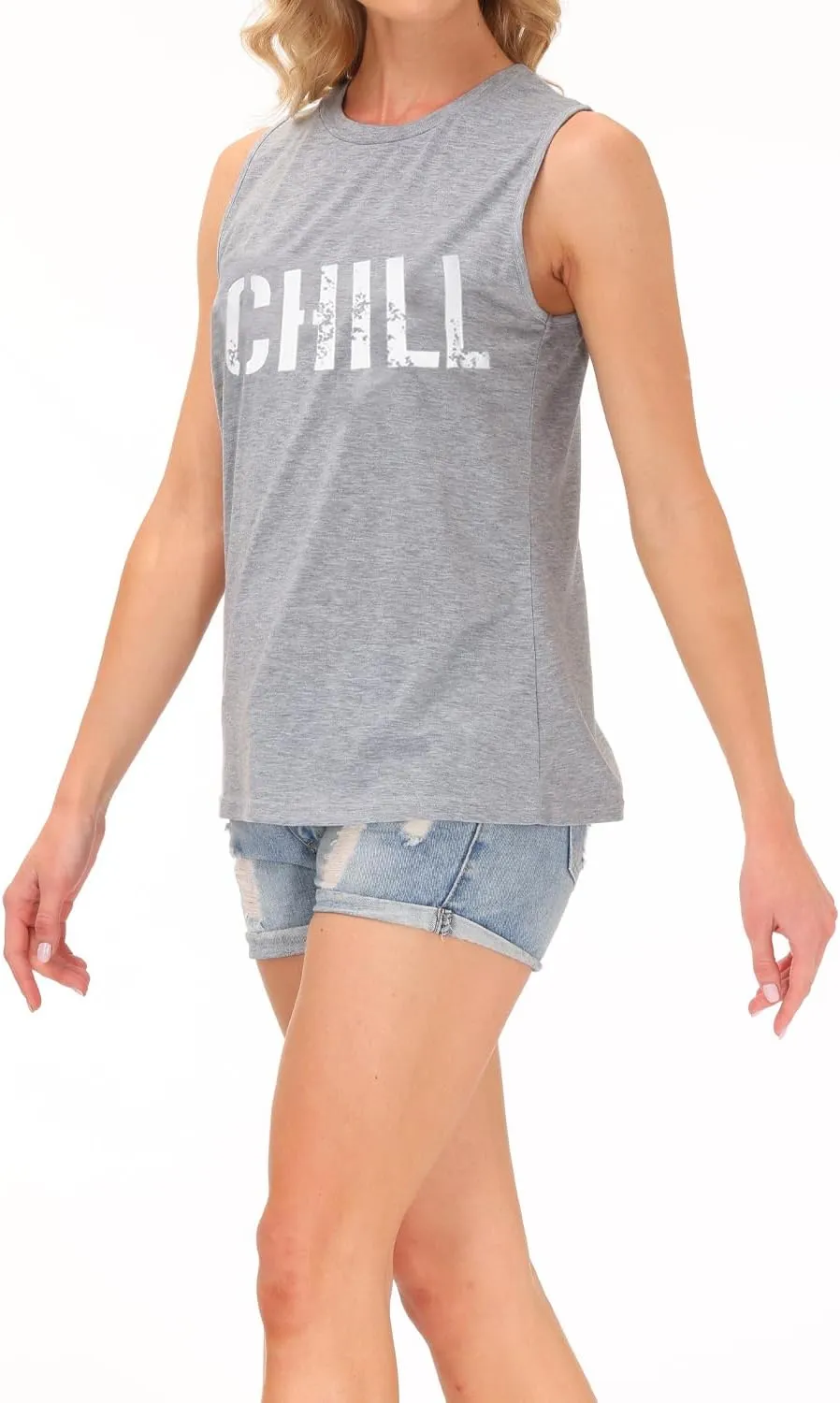 Womens Summer Tank Tops Beach Vacation Fashion Outfits Clothes Loose Fit Casual Crewneck Spring Sleeveless Shirts