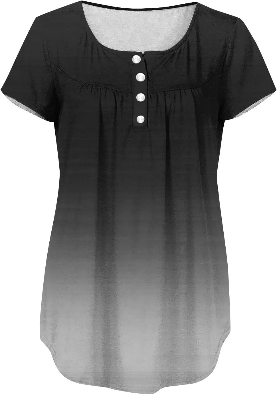 Womens Summer Tops 2025 Trendy Boho Floral Tunic Shirts Short Sleeve Button V Neck Tshirt Dressy Casual Loose Blouses