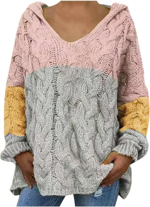Women's Sweaters Hoodies Casual Oversized V Neck Sexy Hollow Crochet Sweater Long Sleeve Pullover Loose Tops