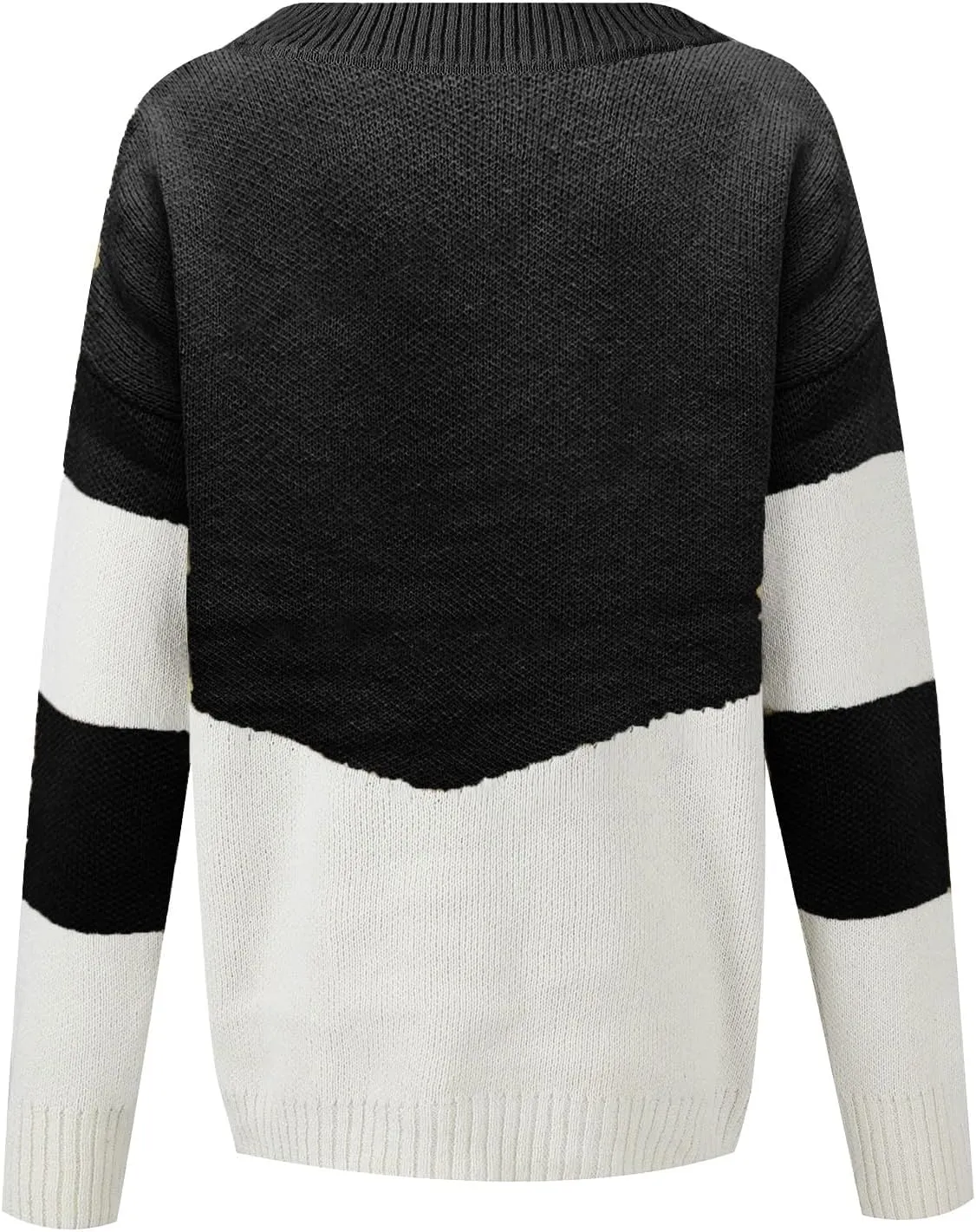 Womens Sweaters Sweatshirts V Neck Long Sleeve Shirts Loose Fashion 2024 Color Block Pullover Knit Jumper Tops