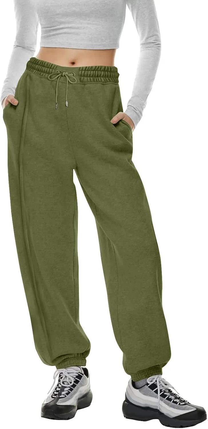 Womens Sweatpants Joggers Elastic High Waist Drawstring Lightweight Office Pants Slim Fit Trousers with Pocket 2024