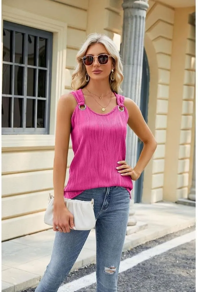 Womens Tank Tops Sleeveless Scoop Neck Casual Cami Loose Fit Basic Shirts Tank Tops Summer Camisole Blouses