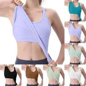 Women's Tank Tops with Built in Bras Scoop Neck Open Back Sports Racerback Vest Workout Sleeveless Padded Tanks