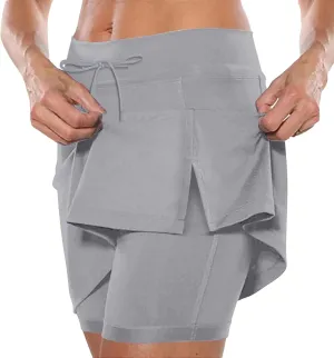 Women's Tennis Golf Skirts Elastic Yoga Skorts with Pockets for Women Tummy Control Floral Print 2025 Spring Running Shorts