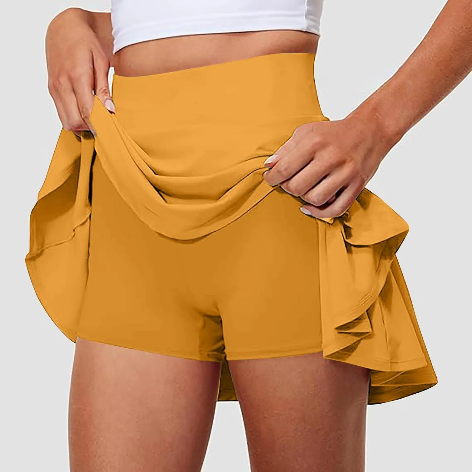 Women's Tennis Skirt High Waisted Pleated Athletic Golf Workout Skort with Pockets Mini Built-in Shorts