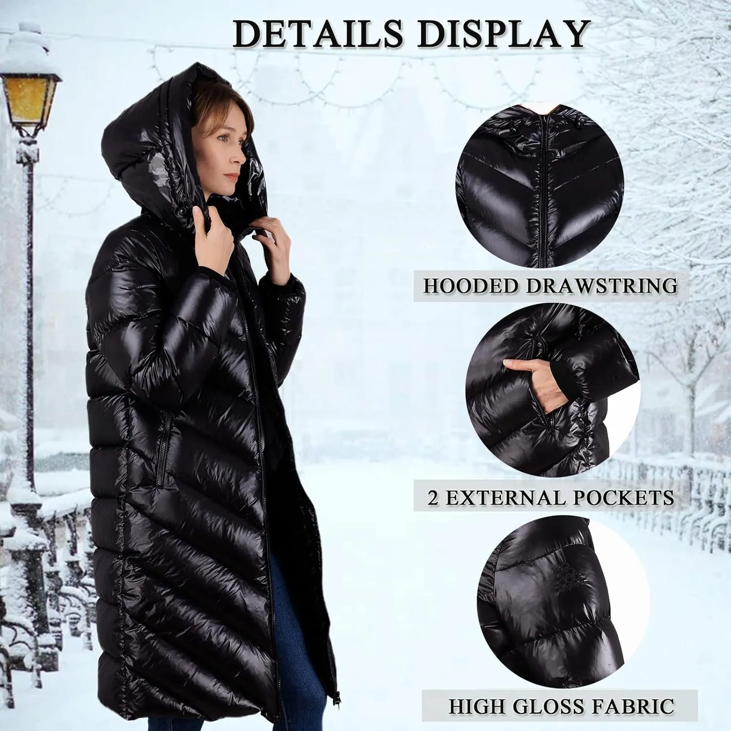 Women's Thickened Down Jacket - Winter Hooded Short Puffy Packable Jacket, Warm Puffer Down Coat for Christmas Gift