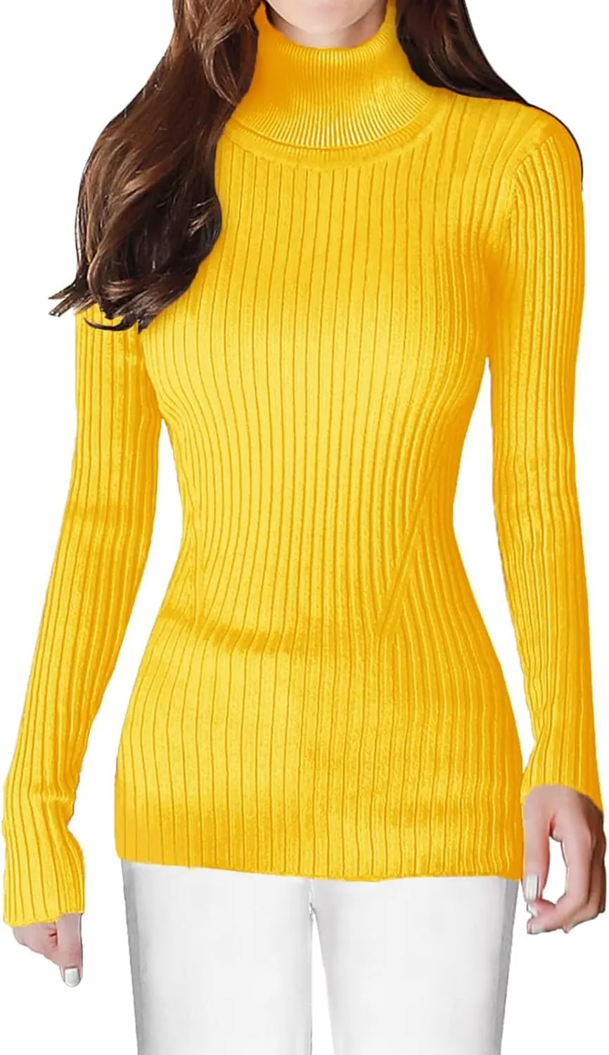 Womens Turtleneck Long Sleeve Sweater Casual Ribbed Thermal Fitted Sweaters Chunky Cable Knit Sweater Pullover 2025