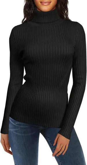 Womens Turtleneck Long Sleeve Sweater Casual Ribbed Thermal Fitted Sweaters Chunky Cable Knit Sweater Pullover 2025