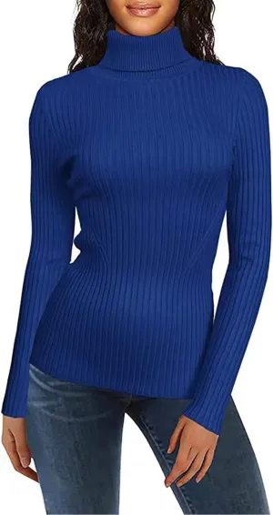Womens Turtleneck Long Sleeve Sweater Casual Ribbed Thermal Fitted Sweaters Chunky Cable Knit Sweater Pullover 2025