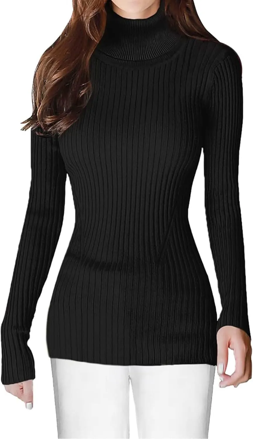 Womens Turtleneck Long Sleeve Sweater Casual Ribbed Thermal Fitted Sweaters Chunky Cable Knit Sweater Pullover 2025