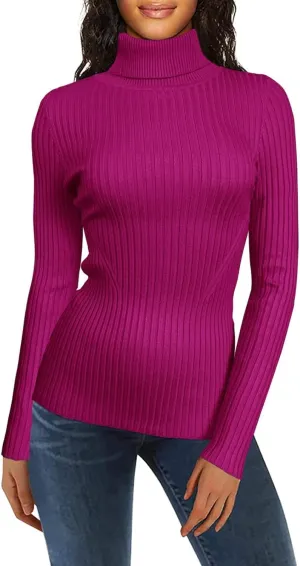 Womens Turtleneck Long Sleeve Sweater Casual Ribbed Thermal Fitted Sweaters Chunky Cable Knit Sweater Pullover 2025