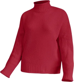 Women's Turtleneck Sweater 2024 Sleeve Knit Solid Color Sweater Pullover Top Fall Tops Cute
