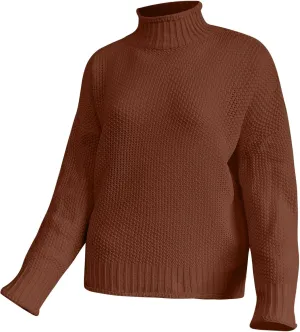 Women's Turtleneck Sweater 2024 Sleeve Knit Solid Color Sweater Pullover Top Fall Tops Cute