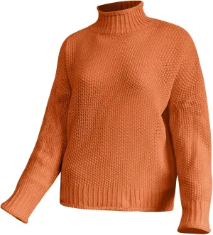 Women's Turtleneck Sweater 2024 Sleeve Knit Solid Color Sweater Pullover Top Fall Tops Cute