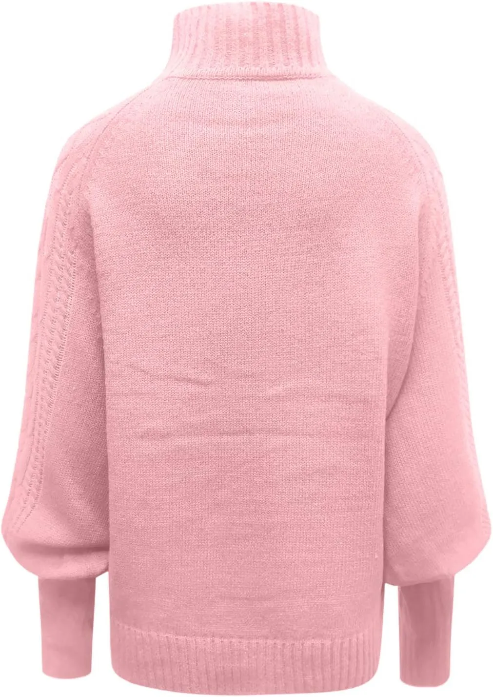 Women's Turtleneck Sweater 2024 Sleeve Knit Solid Color Sweater Pullover Top Fall Tops Cute