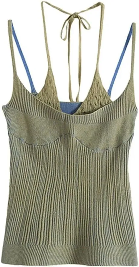 Women's Vintage Faux Two-Piece Crochet Camisole