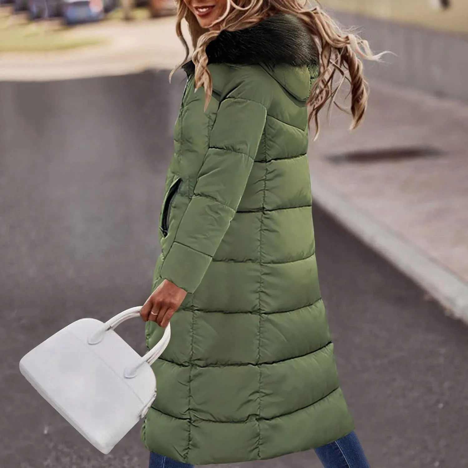 Women's Water proofLong Puffer Jacket Thickened Down Jacket Warm Winter Coat Over Knee Slim Long Down Coat