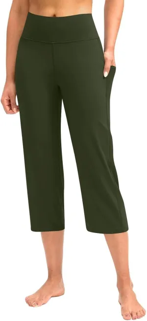 Womens Wide Leg Yoga Pants Casual Five Yoga Shorts Summer Wide Leg Capris Women's Capri Pants Summer Loose Yoga