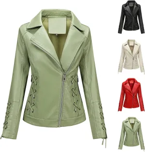 Women's Winter Faux Leather Jacket Ladies Open Front Lapel Draped Outwear Cardigan Solid Blazer Thickened Coat