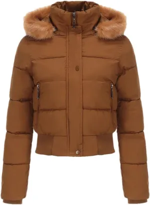Women's Winter Short Cotton-Padded Jacket Fleece Liner Hooded Coats Thicken Fur Collar Warm Student Overcoat