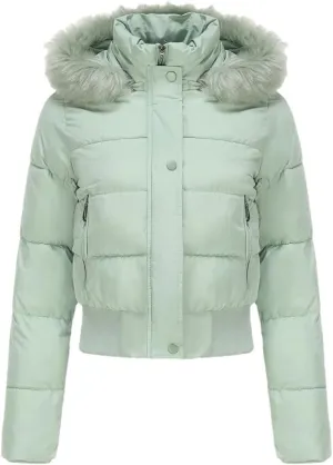 Women's Winter Short Cotton-Padded Jacket Fleece Liner Hooded Coats Thicken Fur Collar Warm Student Overcoat