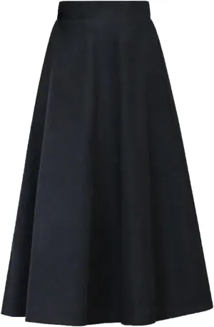 Womens Winter Vintage High Elastic Waist A Line Pleated Wool Midi Skirt Lady Skirt Long Lace Skirt (Black, M)