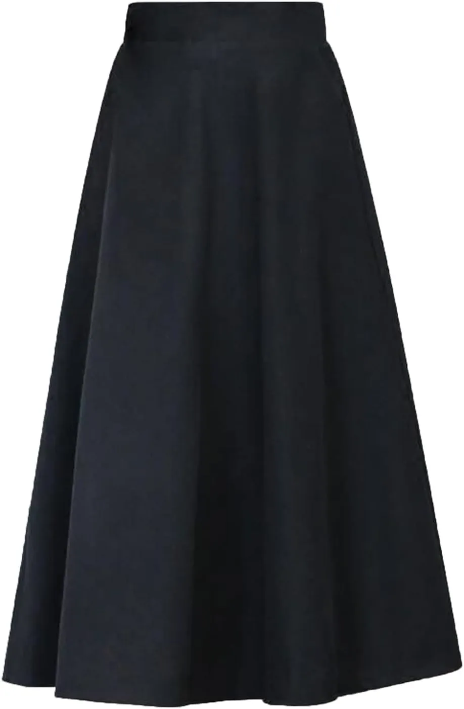 Womens Winter Vintage High Elastic Waist A Line Pleated Wool Midi Skirt Lady Skirt Long Lace Skirt (Black, M)