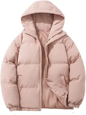 Women's Winter Warm Puffer Jacket High Neck Hooded Zipper Cotton-Padded Coat Outdoor Windproof Snow Overcoat