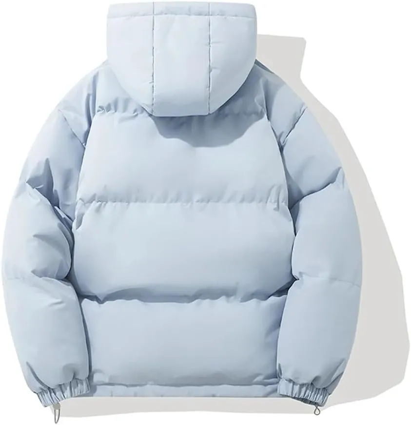 Women's Winter Warm Puffer Jacket High Neck Hooded Zipper Cotton-Padded Coat Outdoor Windproof Snow Overcoat