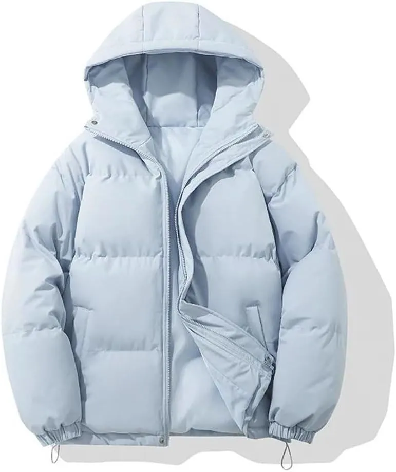 Women's Winter Warm Puffer Jacket High Neck Hooded Zipper Cotton-Padded Coat Outdoor Windproof Snow Overcoat