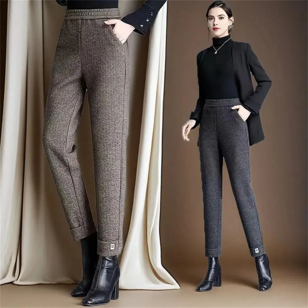 Women's Woolen Pants Harem Pencil Pants High Elastic Waist Korean Style Pants Trousers