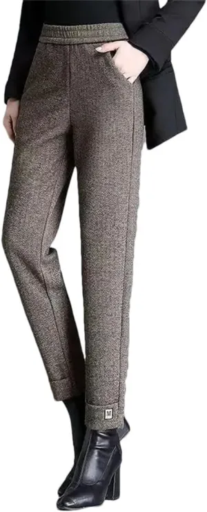 Women's Woolen Pants Harem Pencil Pants High Elastic Waist Korean Style Pants Trousers