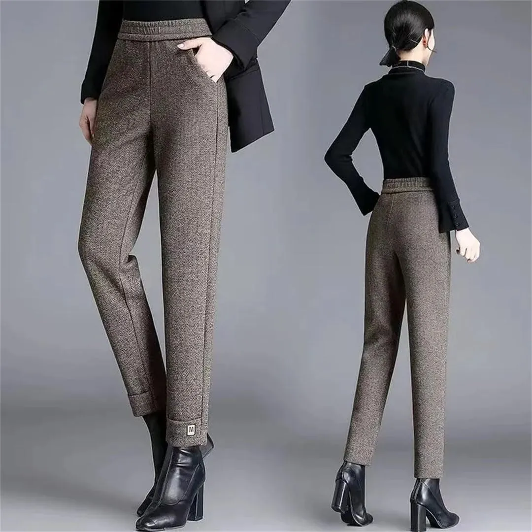 Women's Woolen Pants Harem Pencil Pants High Elastic Waist Korean Style Pants Trousers