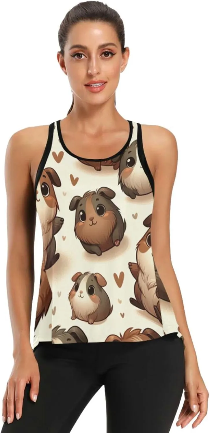 Women's Workout Tank Top Brown-Guinea-Pig Sleeveless Sport Gym Top Athletic Yoga Tank Top