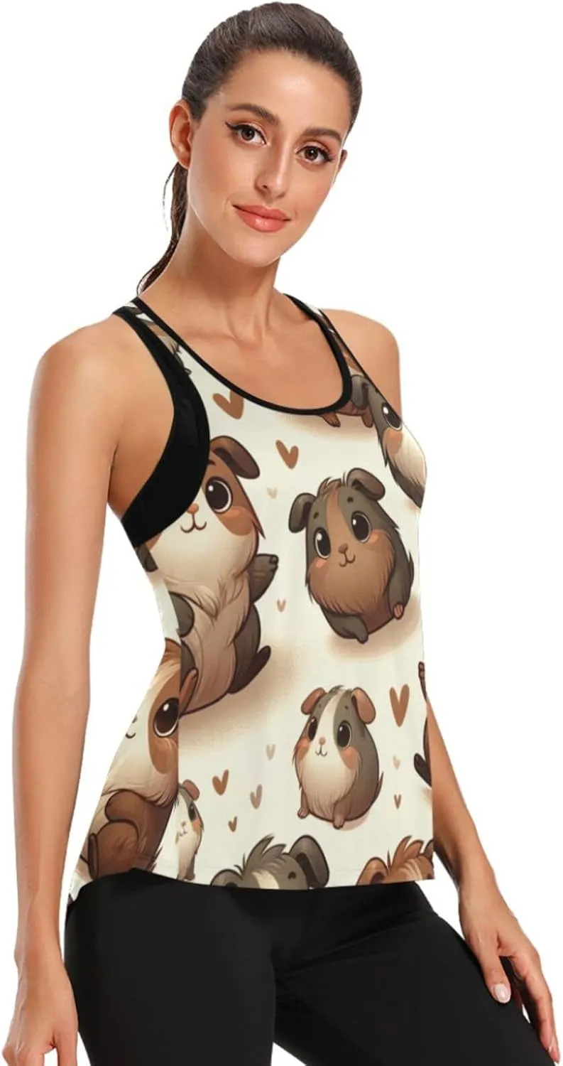 Women's Workout Tank Top Brown-Guinea-Pig Sleeveless Sport Gym Top Athletic Yoga Tank Top