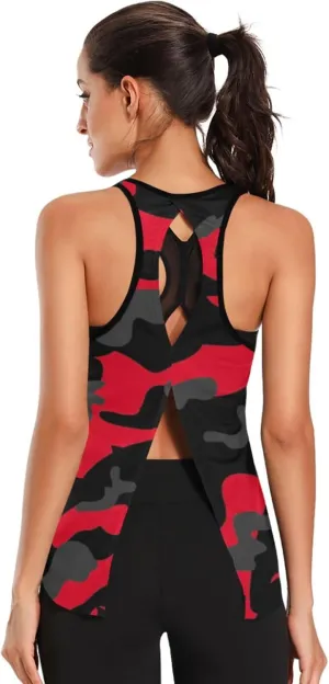 Women's Workout Tank Top Camouflage-red-camo Sleeveless Sport Gym Top Athletic Yoga Tank Top