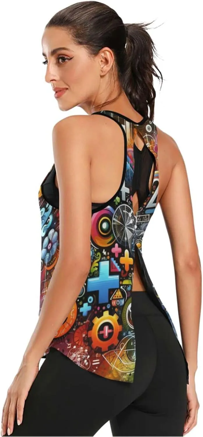 Women's Workout Tank Top Colorful-Mathematics-Formula Sleeveless Sport Gym Top Athletic Yoga Tank Top