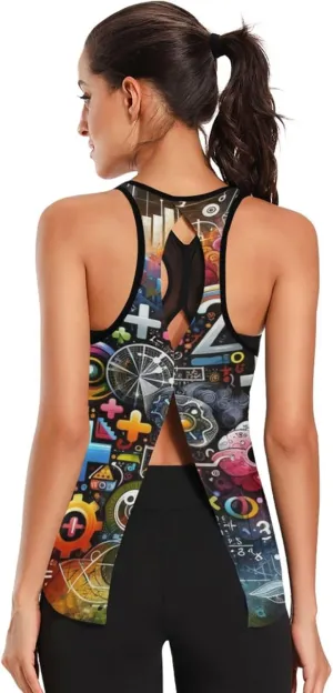 Women's Workout Tank Top Colorful-Mathematics-Formula Sleeveless Sport Gym Top Athletic Yoga Tank Top
