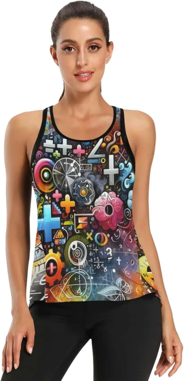 Women's Workout Tank Top Colorful-Mathematics-Formula Sleeveless Sport Gym Top Athletic Yoga Tank Top