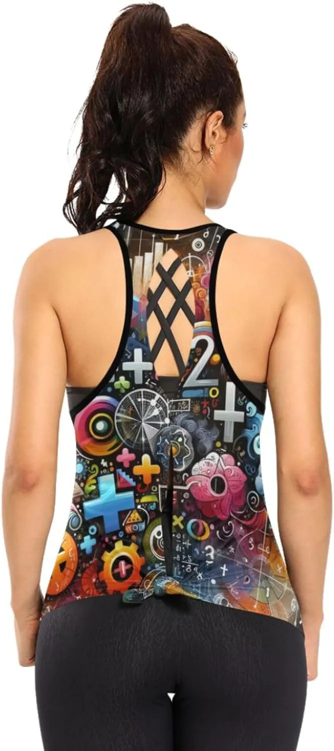 Women's Workout Tank Top Colorful-Mathematics-Formula Sleeveless Sport Gym Top Athletic Yoga Tank Top