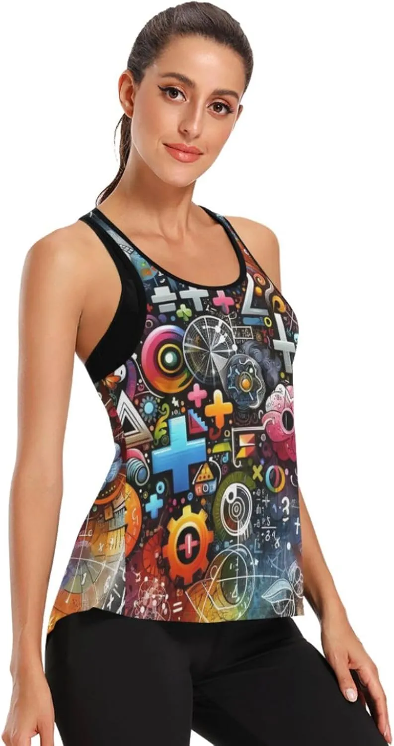 Women's Workout Tank Top Colorful-Mathematics-Formula Sleeveless Sport Gym Top Athletic Yoga Tank Top