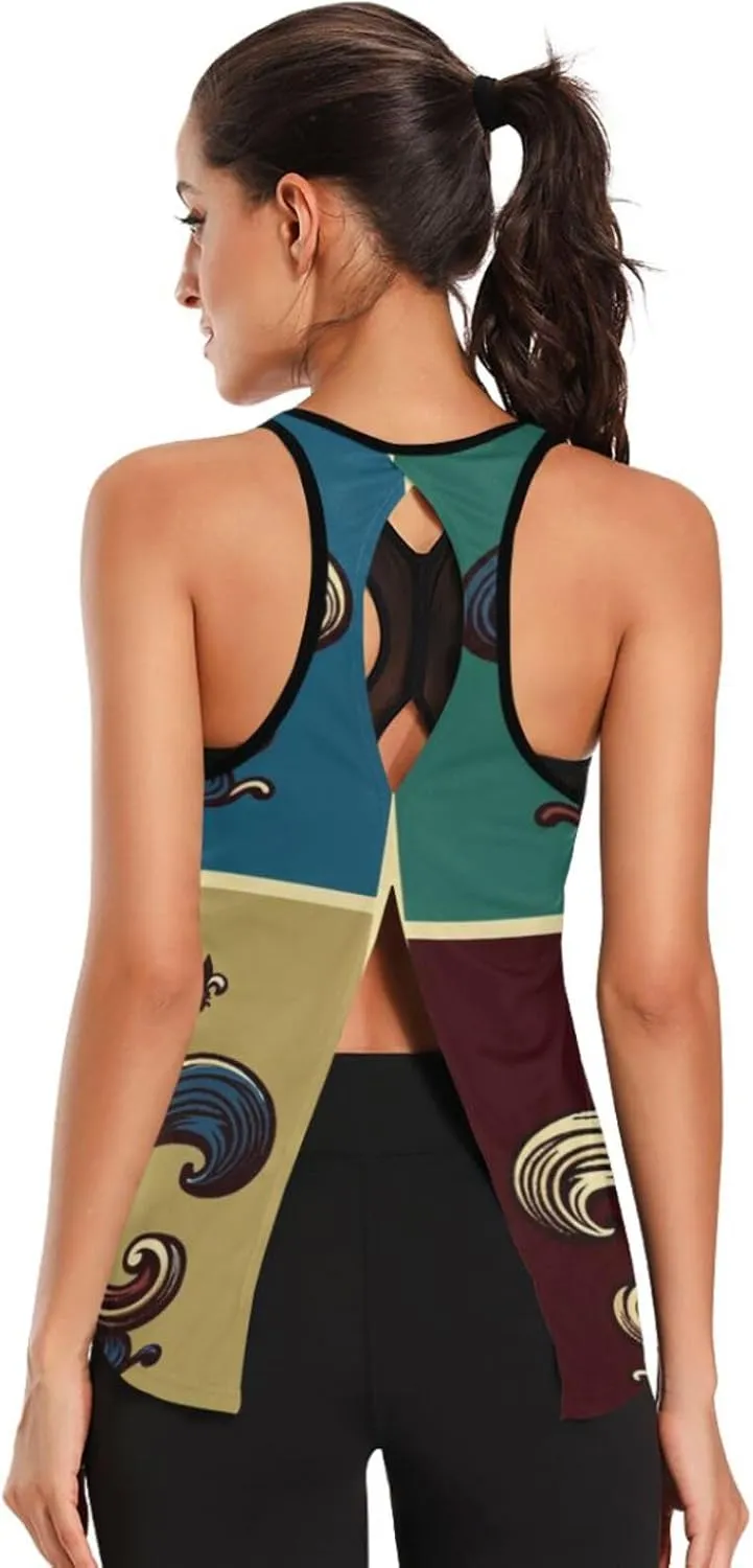 Women's Workout Tank Top Fleur-de-lis Sleeveless Sport Gym Top Athletic Yoga Tank Top