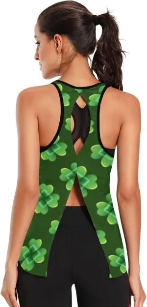 Women's Workout Tank Top Green-Clover-st Sleeveless Sport Gym Top Athletic Yoga Tank Top