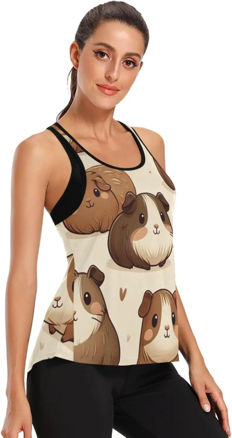 Women's Workout Tank Top Lovely-Guinea-Pig Sleeveless Sport Gym Top Athletic Yoga Tank Top