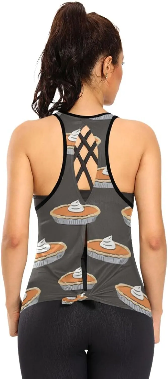 Women's Workout Tank Top Pumpkin-pies-Thanksgiving Sleeveless Sport Gym Top Athletic Yoga Tank Top