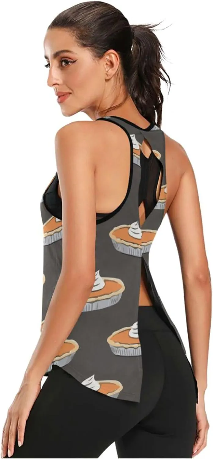 Women's Workout Tank Top Pumpkin-pies-Thanksgiving Sleeveless Sport Gym Top Athletic Yoga Tank Top