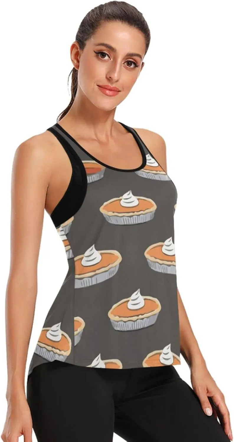 Women's Workout Tank Top Pumpkin-pies-Thanksgiving Sleeveless Sport Gym Top Athletic Yoga Tank Top
